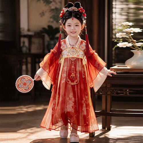 汉服女童中秋儿童夏装襦裙超仙古风小女孩国风唐装连衣裙春秋款