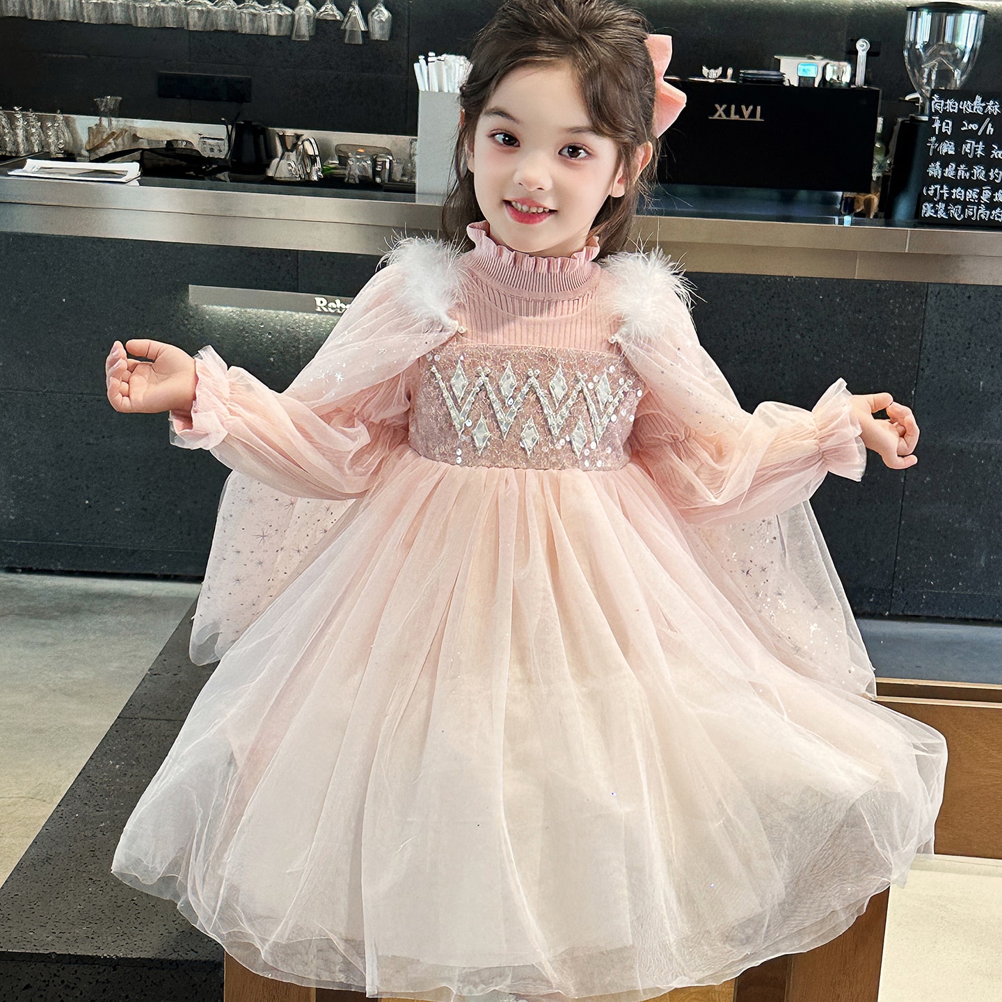 女童秋冬爱莎公主裙2025新款儿童冰雪奇缘礼服女孩洋气针织毛衣裙