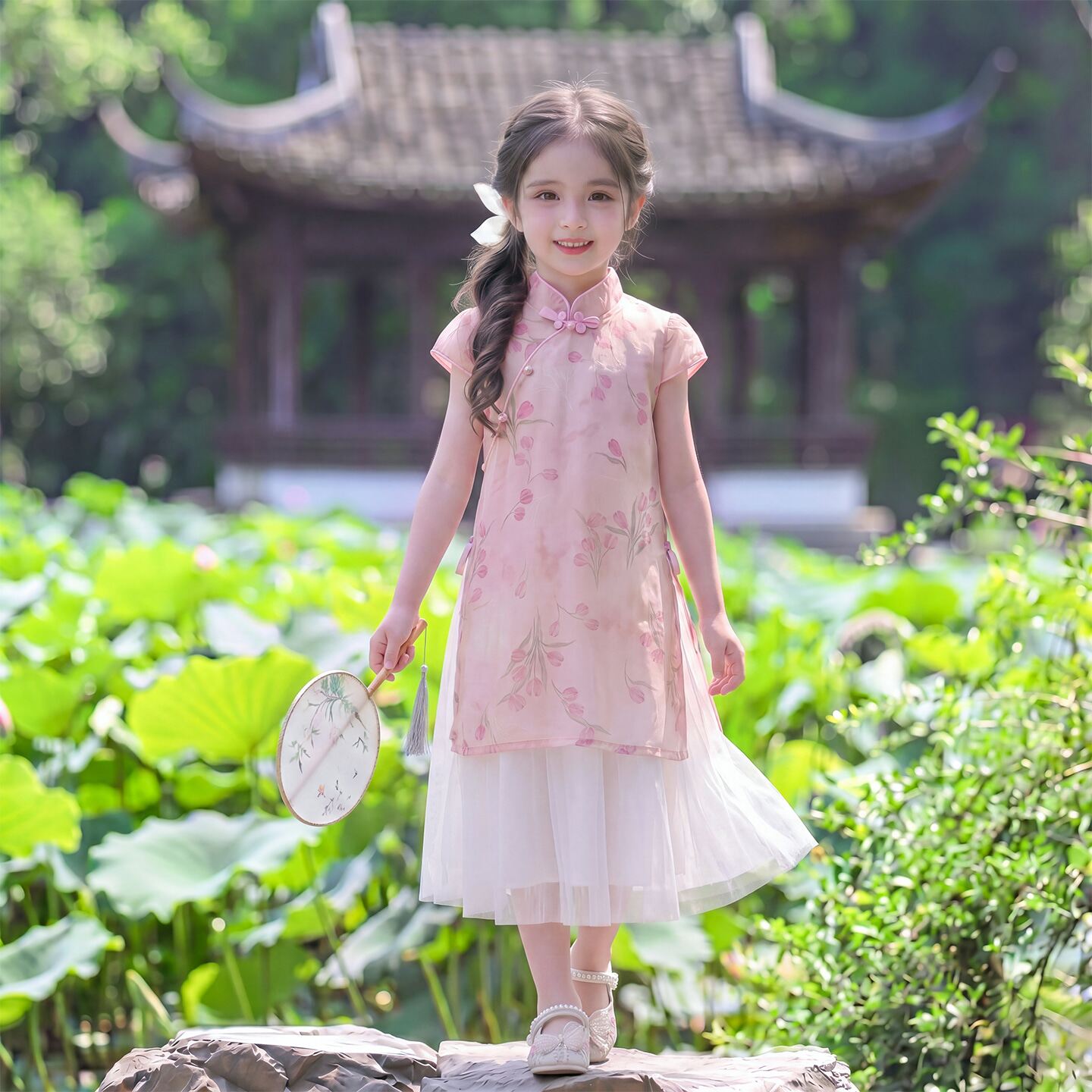 女童新中式旗袍裙子夏款2026新款夏季改良汉服儿童女孩国风连衣裙