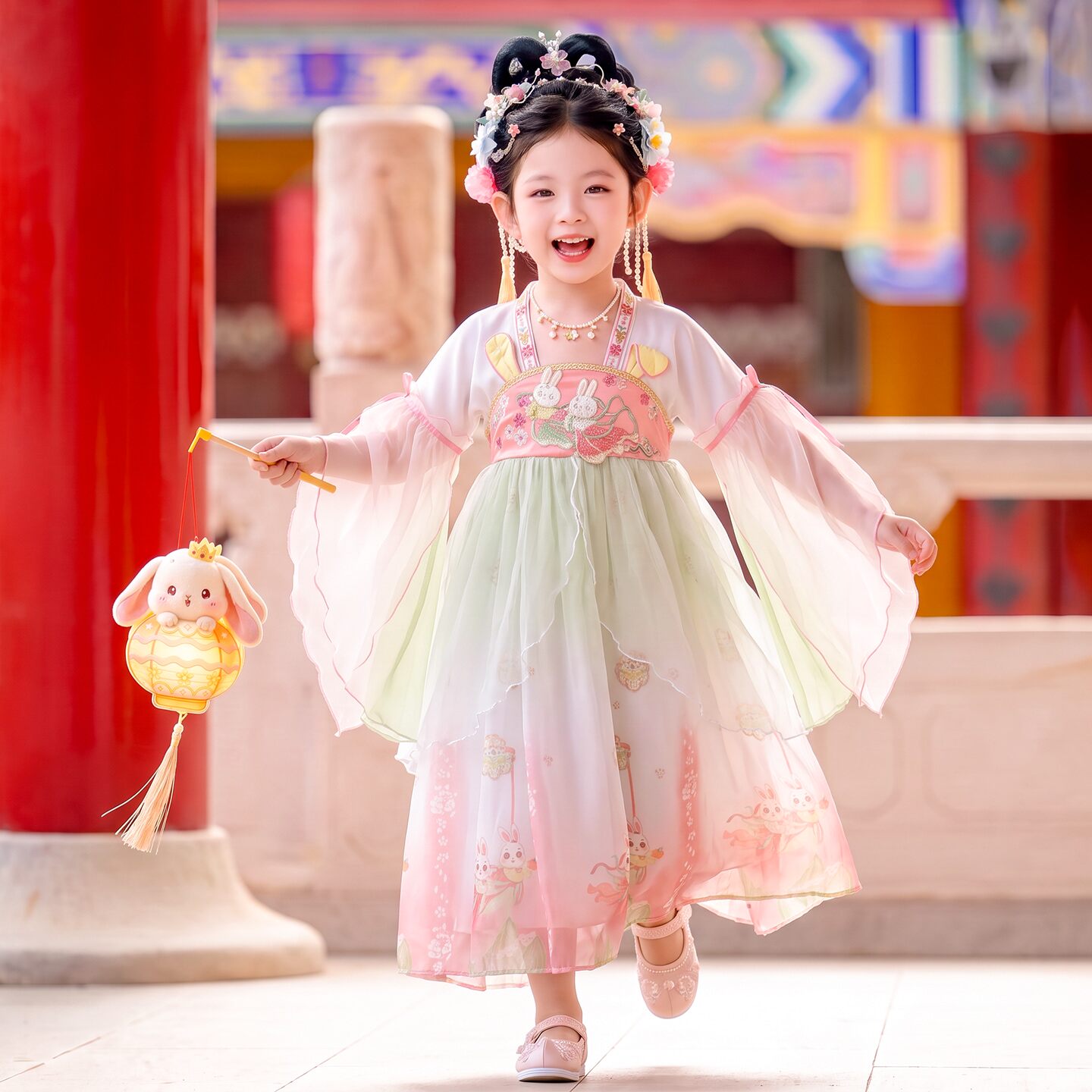 汉服儿童演出服女童中秋小女孩超仙国风连衣裙女童古风仙气襦裙