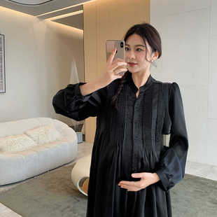 辣妈宽松连衣裙孕妇连衣裙春秋款 洋气中长款 裙法式 孕妇衬衫