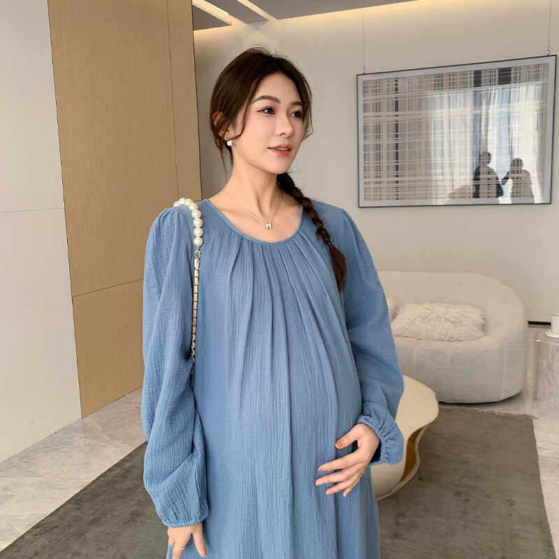 孕妇连衣裙秋季纯棉宽松