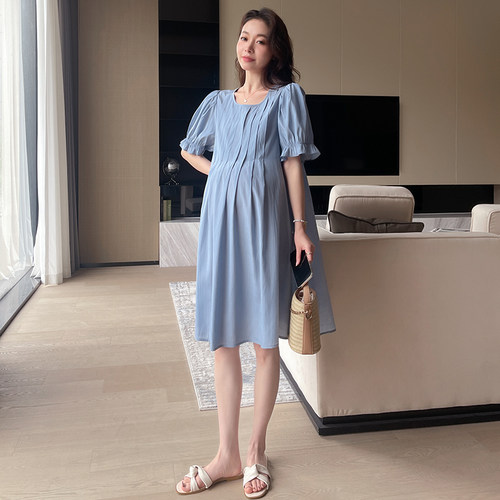 孕妇连衣裙短袖圆领孕妇裙