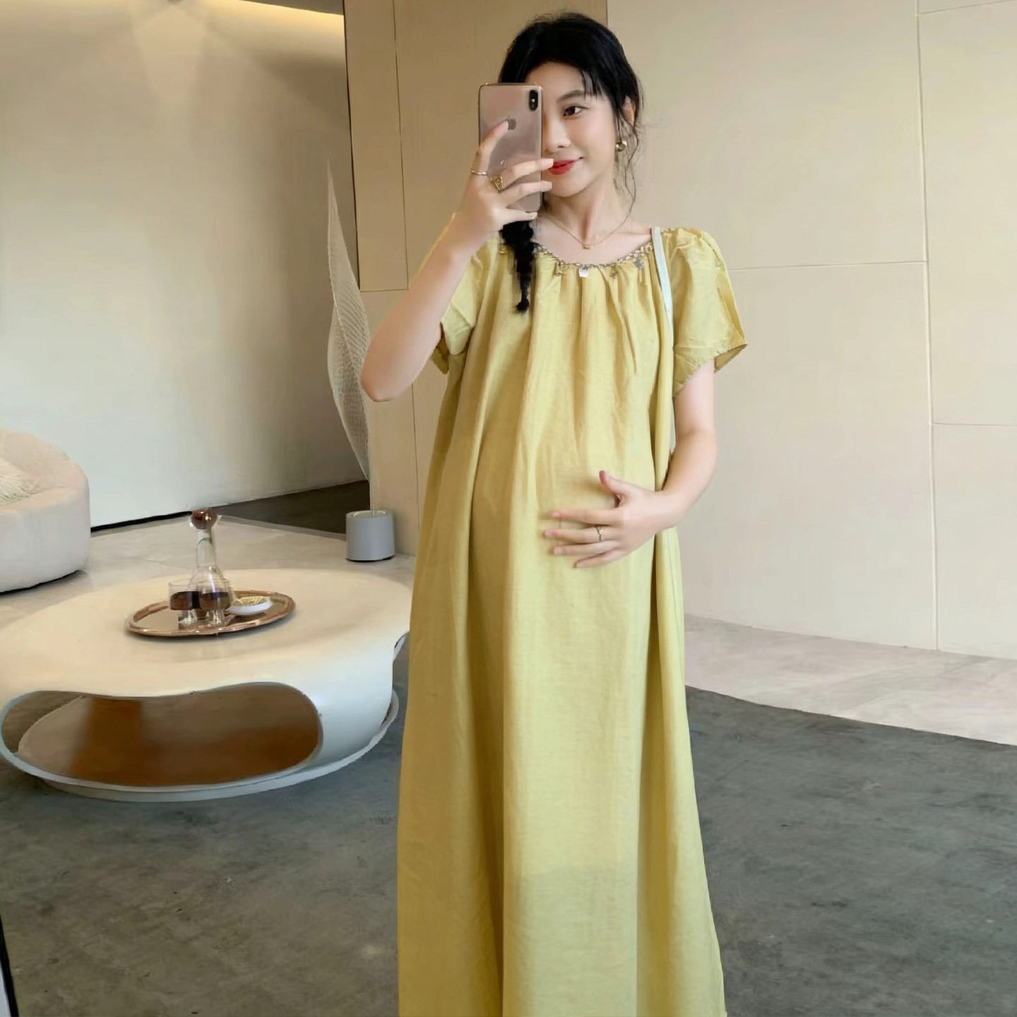 孕妇装连衣裙民族风宽松慵懒夏季新款中长款雪纺时尚遮肚孕妇裙