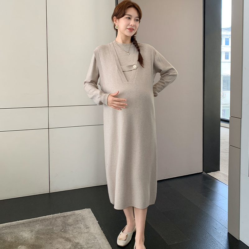 孕妇套装针织裙中长款宽松穿搭裙