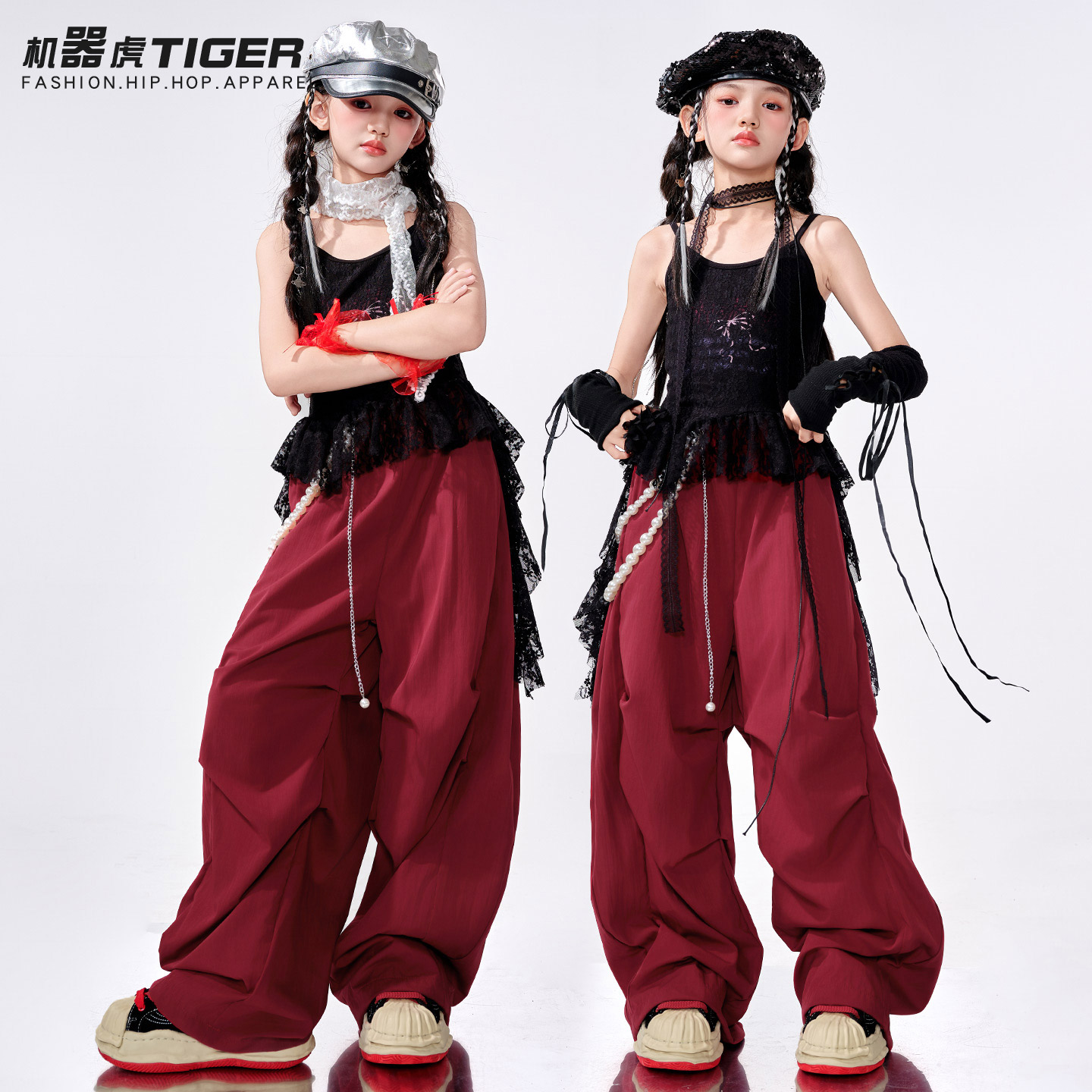 爵士舞女童服装潮酷甜酷风jazz街舞走秀演出服女孩夏女团时髦套装