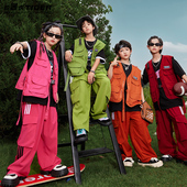 街舞儿童潮服男童嘻哈街头风套装 女童hiphop走秀马甲三件套演出服