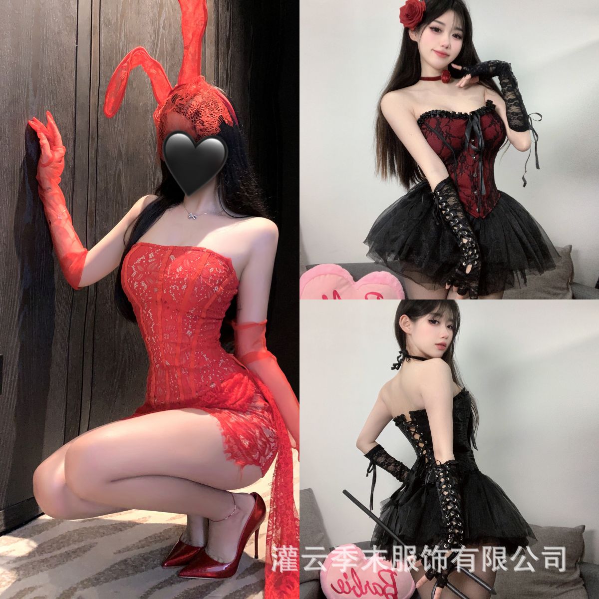 季末宫廷风蕾丝抹胸马甲纯欲鱼骨胸衣绑带包臀裙万圣节内衣女