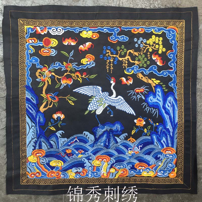 一品文官 仙鹤图案补子刺绣绣片 工艺礼品清朝大臣官服绣片
