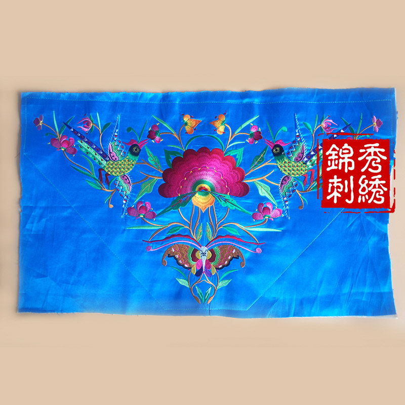 松桃三角花苗绣凤戏牡丹贵州刺绣工艺品手工老绣