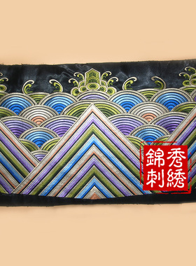 清朝大臣大号刺绣海水纹祥瑞长款