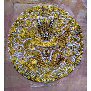 金色透明欧根纱清朝官服龙袍男装一品文官团龙刺绣绣片补子
