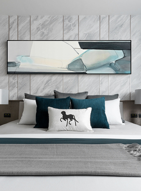迹象 极简蓝色抽象卧室床头装饰画艺术壁画酒店民宿房间背景挂画