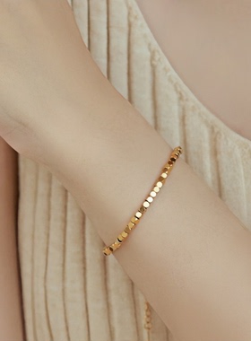 碎银几两钛钢手链女小方糖网红小众设计感简约百搭精致闺蜜手饰品