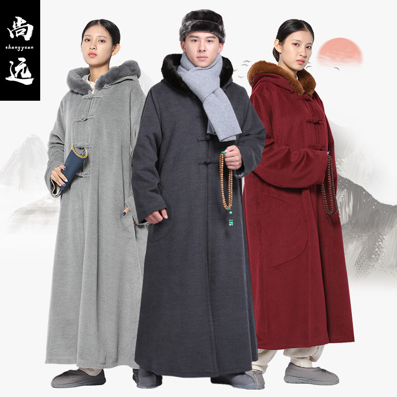 尚远冬季大衣带袖打坐披风双层毛绒禅修披风居士服保暖防风风衣,男装,棉衣,淘宝优惠券,粉丝福利购,淘宝优惠卷