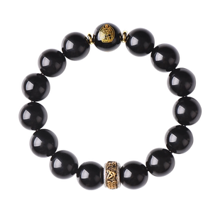 天然黑曜石本命佛大势至菩萨手串属马手链不动明王大日如来转运珠