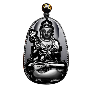 大势至菩萨属马本命佛吊坠的吉祥佩戴物挂件黑曜石十二生肖守护神