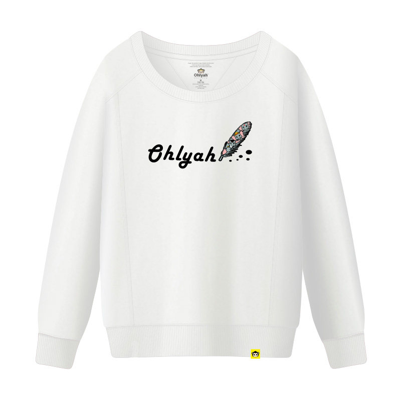 Ohlyah2019秋装纯棉白色圆领卫衣女装休闲大码上衣服学生班服定制