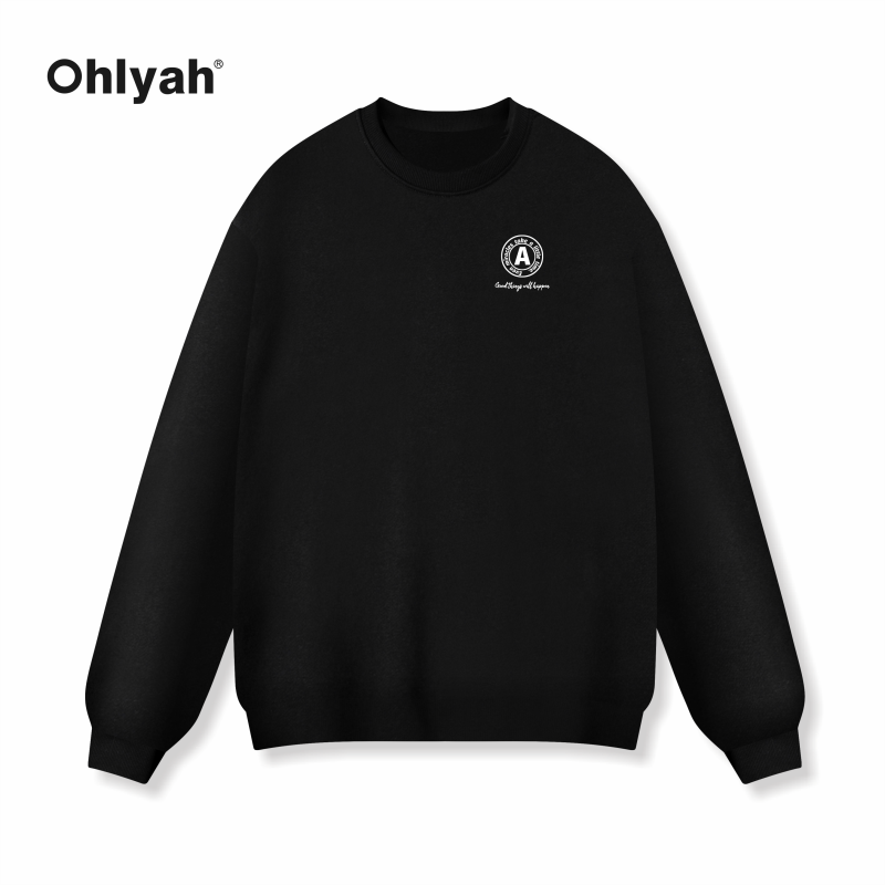 Ohlyah潮牌字母徽章胸花卫衣男女秋冬宽松大码bf慵懒学生班服定制