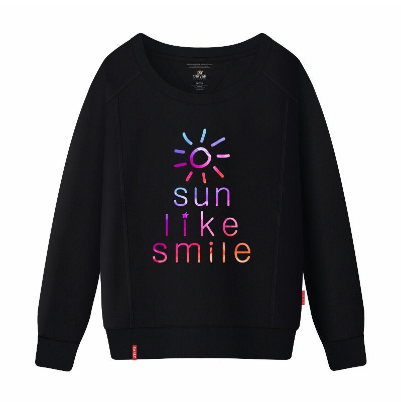 Ohlyah品牌长袖宽松薄款卫衣男女大码星空太阳英文印花潮班服定制