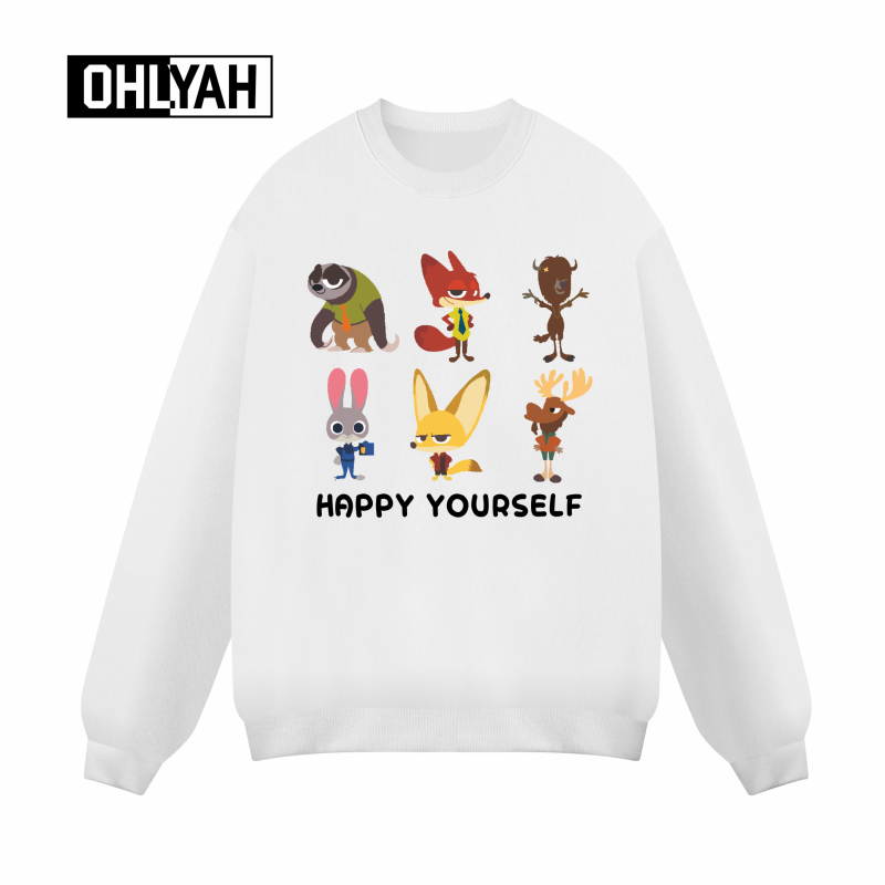 疯狂动物城卡通印花圆领卫衣