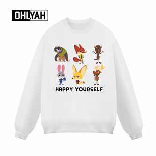 疯狂动物城兔子警官朱迪与狐狸尼克树懒闪电卡通圆领卫衣男女大码