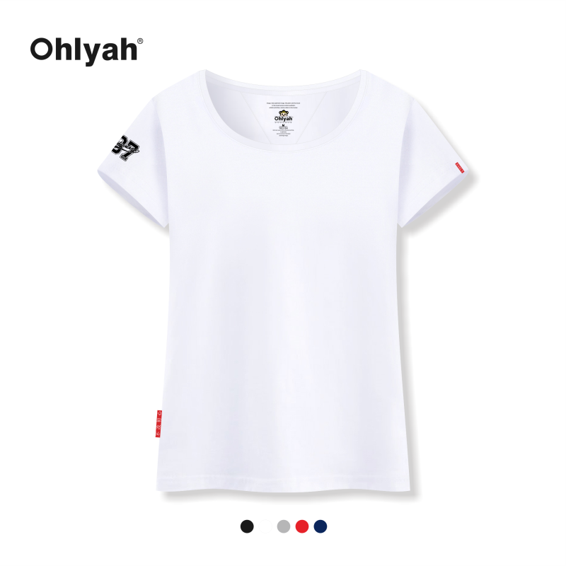 Ohlyah设计师原创卡通品牌袖标数字87显瘦短款短袖女修身T恤上衣