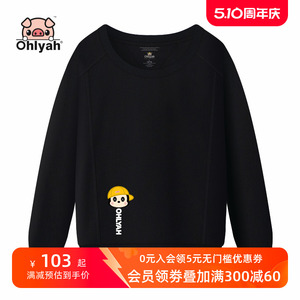 Ohlyah初秋上衣女新款韩版情侣卫衣长袖圆领宽松纯棉工作班服定制