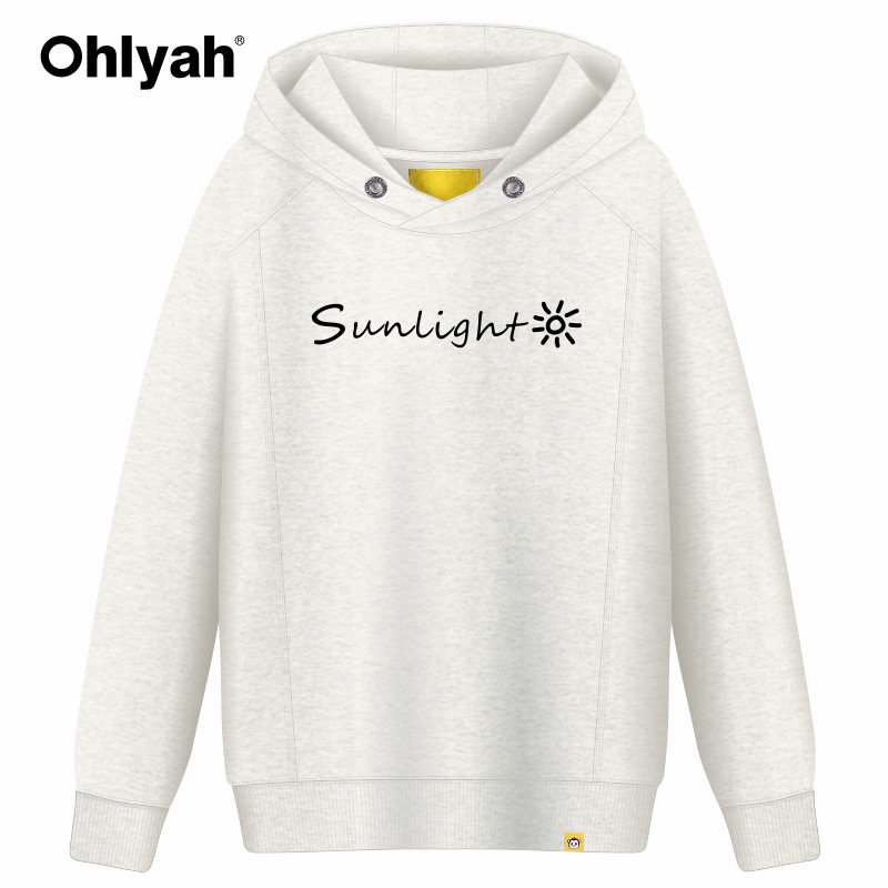 Ohlyah品牌连帽衫卫衣女装字母英文sun太阳印花宽松长袖班服定制