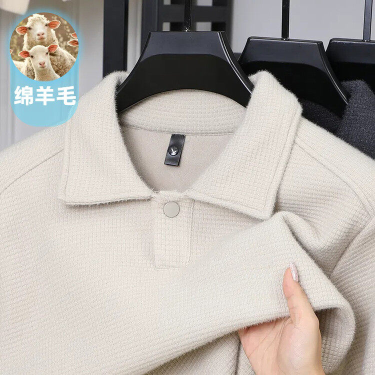 普通毛线圆领修身型羊毛混纺绣花针织衫/毛衣