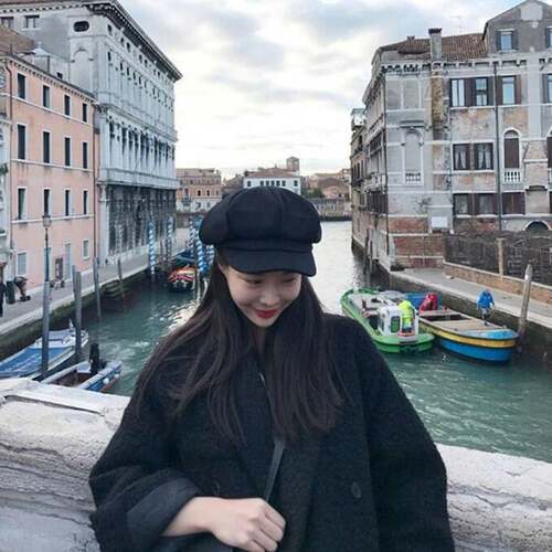 八角帽子女春秋天韩国英伦贝雷帽
