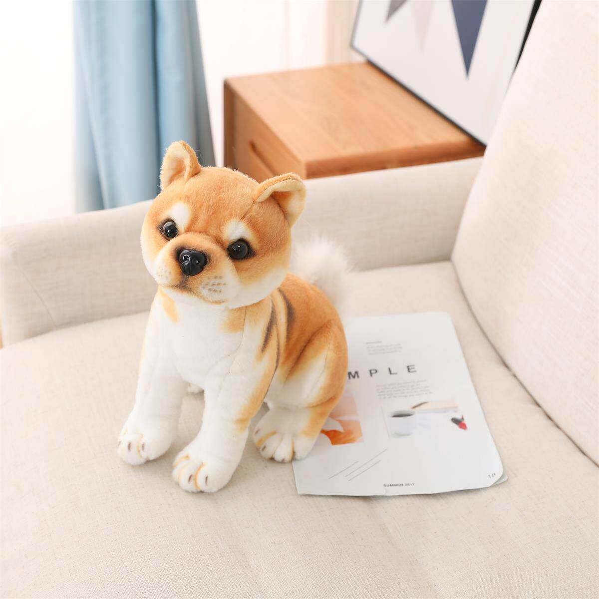 仿真可爱狗毛绒玩具柴犬公仔布娃娃大黄狗玩偶儿童礼物棕色小狗