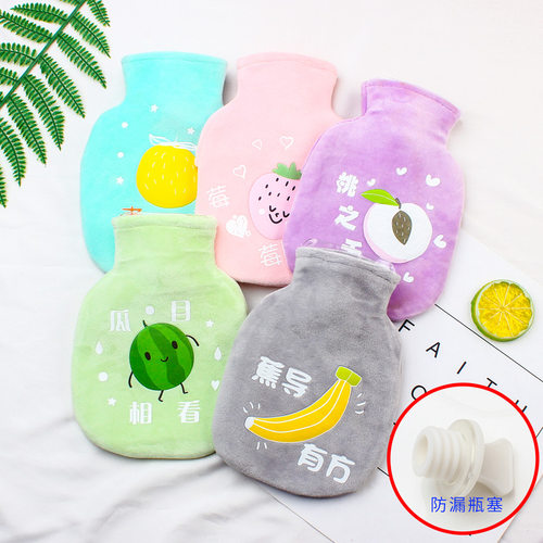 可爱水果毛绒热水袋注水防爆