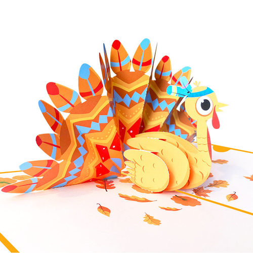 供应3D贺卡彩印感恩节火鸡立体