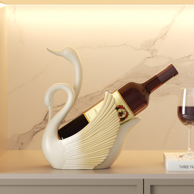 天鹅红酒架摆件高级感酒柜艺术软装乔迁新房客厅餐柜装饰工艺礼品