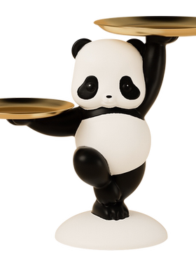 艺心艺意双托盘熊猫玄关钥匙收纳