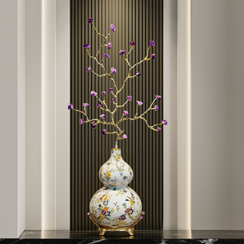 高级感奢华紫水晶葫芦玄关摆件轻奢客厅电视柜壁龛乔迁新家装饰品,家居饰品,装饰摆件,淘宝优惠券,粉丝福利购,淘宝优惠卷