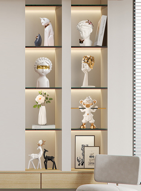 轻奢艺术酒柜摆件高级感树脂工艺客厅电视玻璃柜餐边柜家居装饰品