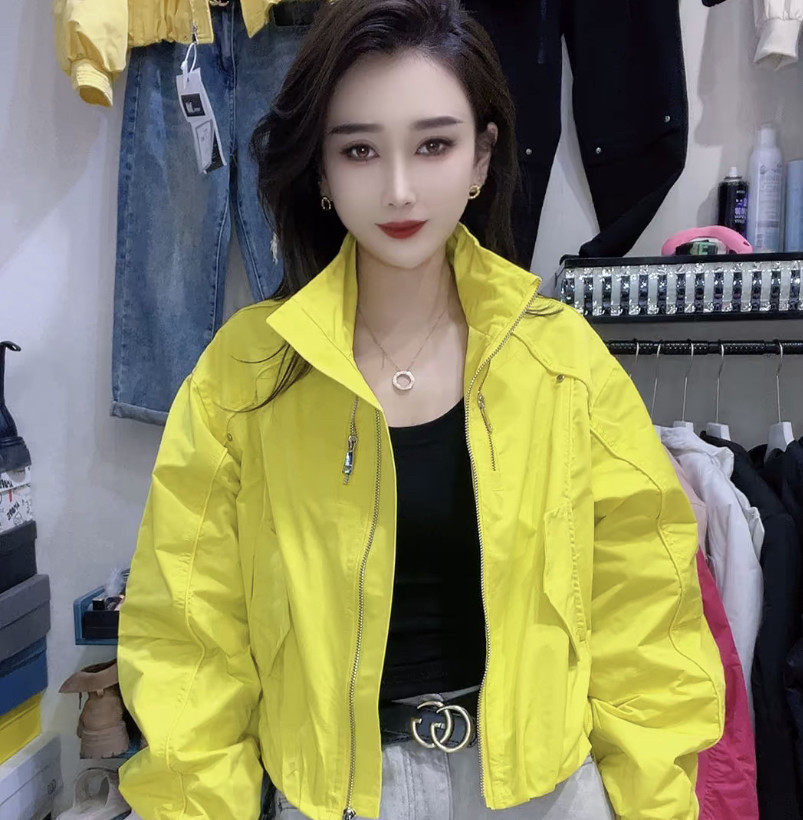 欧货2025春新款短款立领拉链韩版时尚棒球服彩色夹克外穿潮流外套