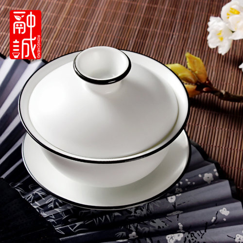 盖碗茶杯白瓷三才盖碗单个装