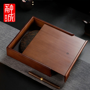 分茶盘功夫茶道配件 普洱茶盒收纳盒茶仓茶饼架工具竹制单层抽屉式