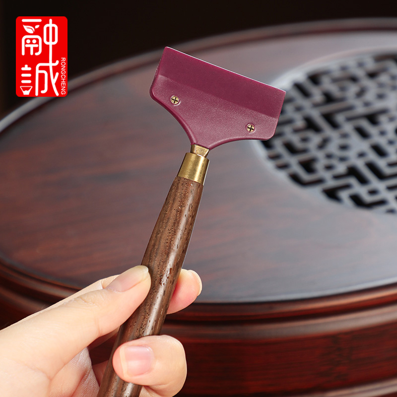 黑檀木茶刮神器茶盘清洁刮水刷