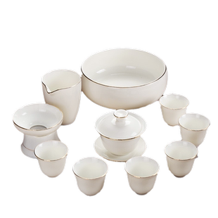 高端羊脂玉白瓷茶具套装家用轻奢盖碗办公室德化功夫茶杯陶瓷泡茶