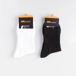 男士纯色运动袜春夏休闲薄款袜精梳棉束腰纯棉舒适透气训练中筒袜