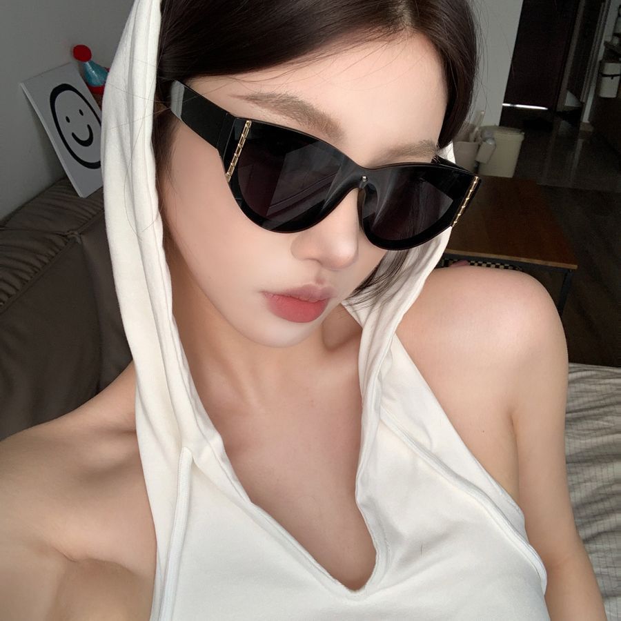 复古猫眼辣妹大框高级感墨镜女豹纹方圆脸潮显瘦2025新款太阳眼镜