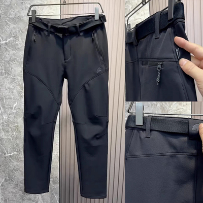 春秋三防软壳冲锋裤男款三合一修身直筒登山裤防风防水拼接机能裤