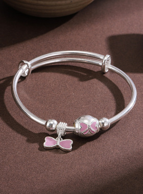 蝴蝶结儿童手镯女推拉日韩版镯子