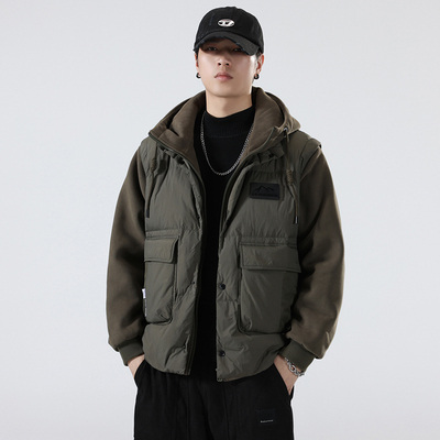 白鸭绒工装风格五防功能面料户外运动登山服冲锋衣男款羽绒服