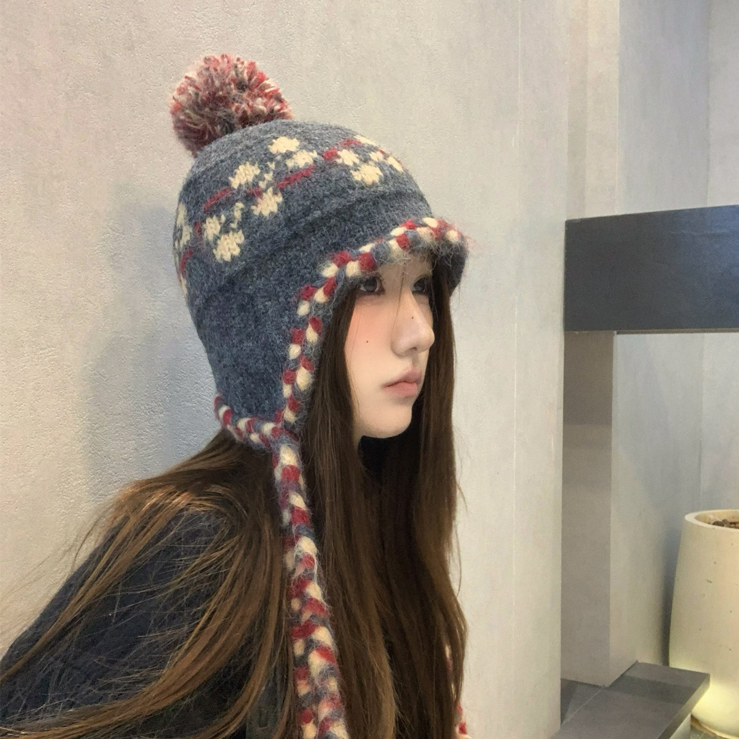 复古费尔岛提花毛线帽女冬季保暖毛球针织帽2025新款韩系显脸小帽,服饰配件/皮带/帽子/围巾,帽子,淘宝优惠券,粉丝福利购,淘宝优惠卷