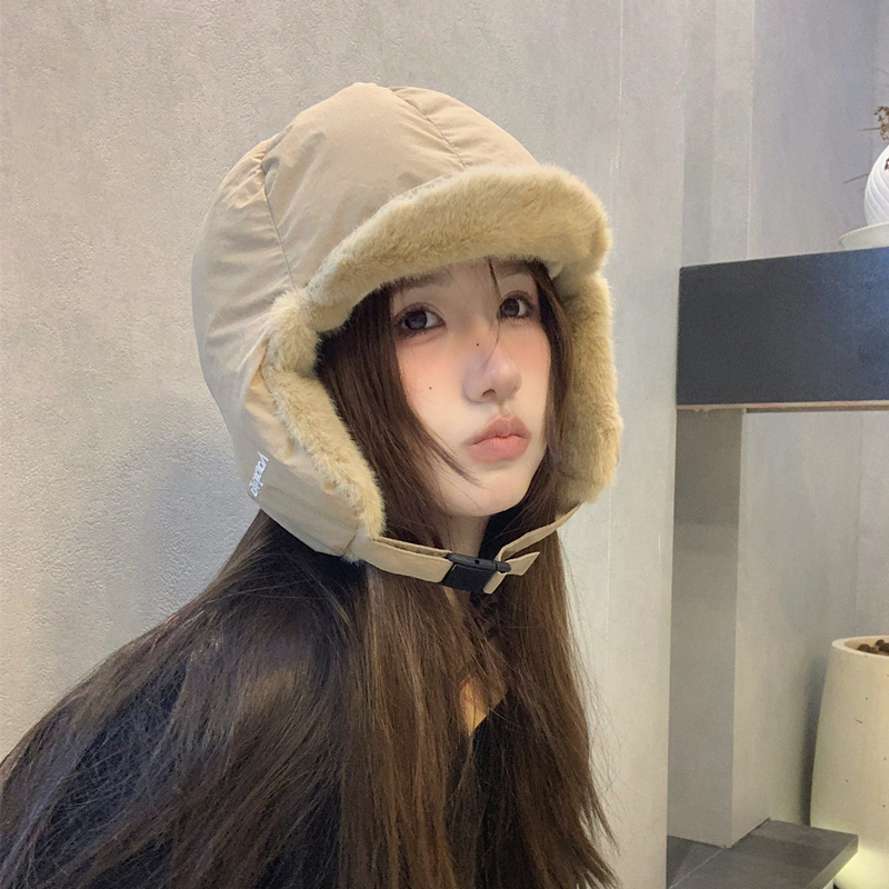 加绒加厚雷锋帽女冬季保暖护耳帽子骑车防风滑雪东北飞行帽防寒帽